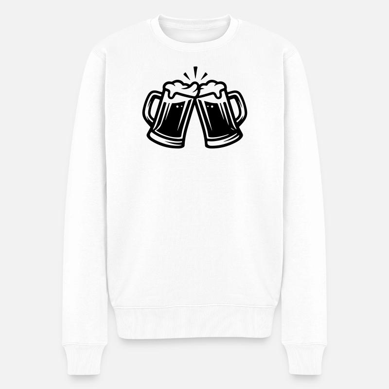 Beer Toast Chope à bière - Pull Premium bio Homme - blanc