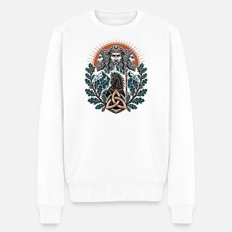 Triglav Pferdeemblem - Männer Premium Bio Pullover - Weiß