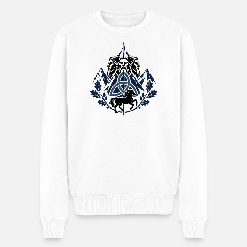 Emblème slave de Triglav - Pull Premium bio Homme - blanc