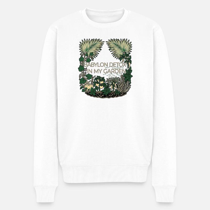 Babylon Detox Roots - Männer Premium Bio Pullover - Weiß