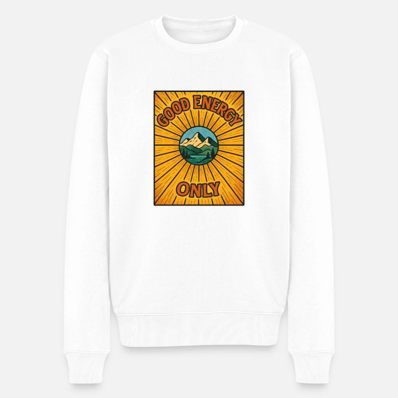 Gute Energie Nur Berglandschaft - Männer Premium Bio Pullover - Weiß