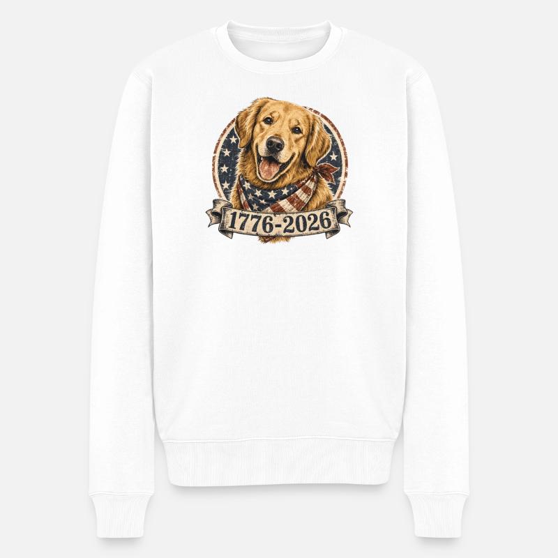 Flaggenhund 1776–2026 - Männer Premium Bio Pullover - Weiß