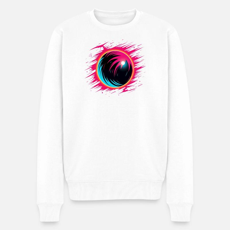 Retro Bowlingkugel Steamwave - Männer Premium Bio Pullover - Weiß