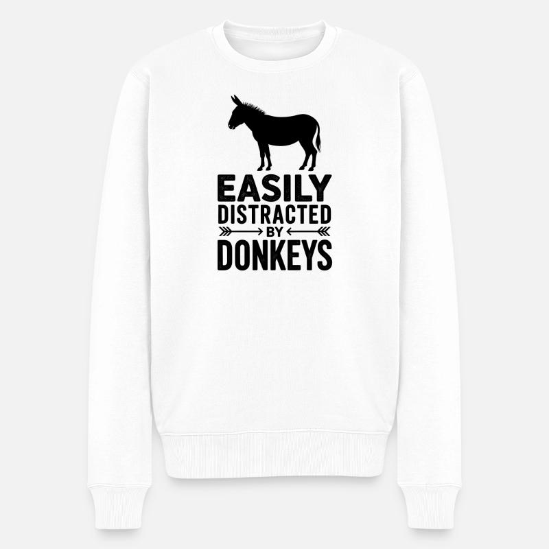 Esel Sprüche Esel Lustiges Esel Geschenk - Männer Premium Bio Pullover - Weiß