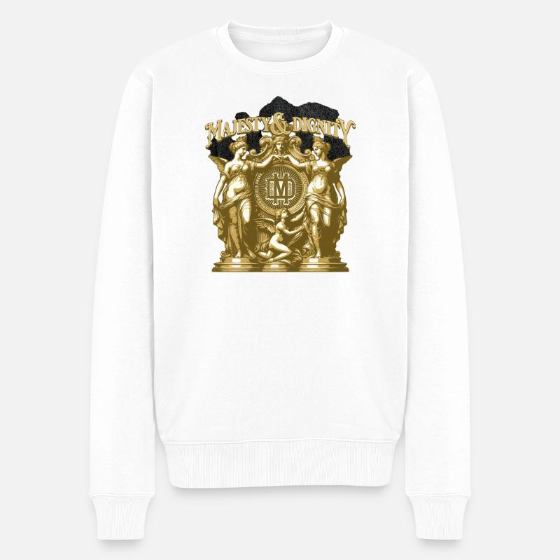 Majesty & Dignity Gold Crest - Männer Premium Bio Pullover - Weiß