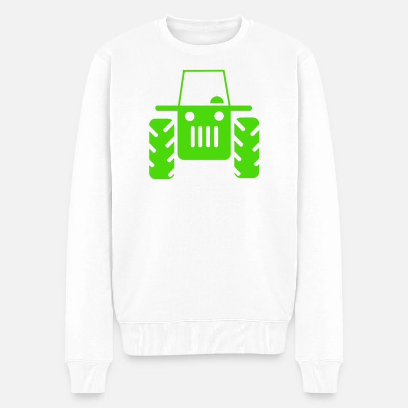 Retro Traktor  - Männer Premium Bio Pullover - Weiß