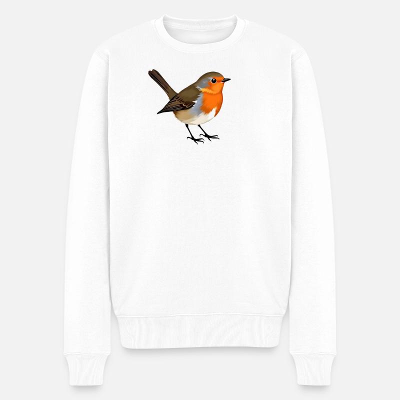 Oiseau rouge-gorge - Pull Premium bio Homme - blanc