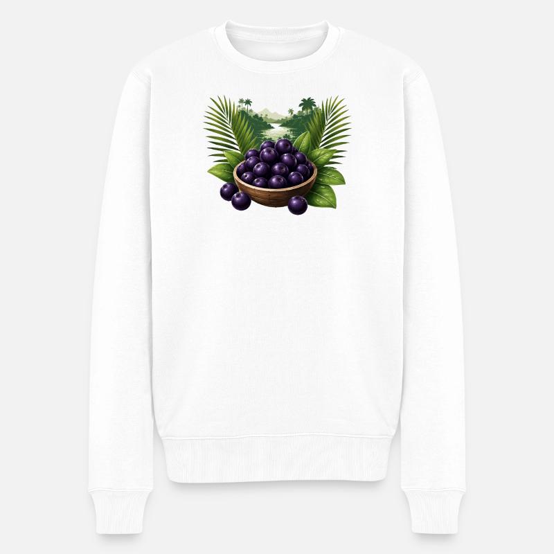 Baies d’açaï Style tropical - Pull Premium bio Homme - blanc