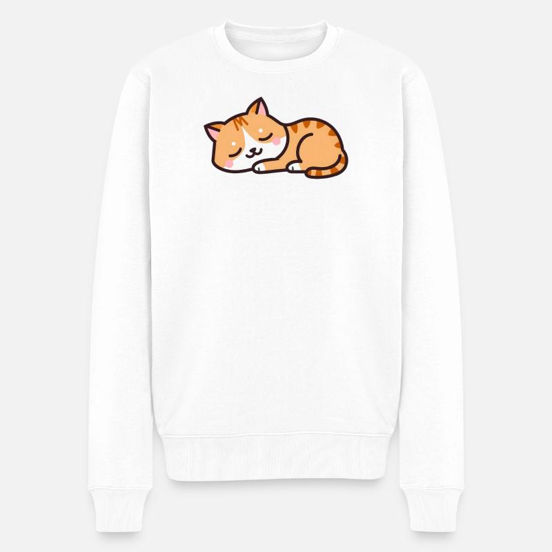 chat endormi - Pull Premium bio Homme - blanc