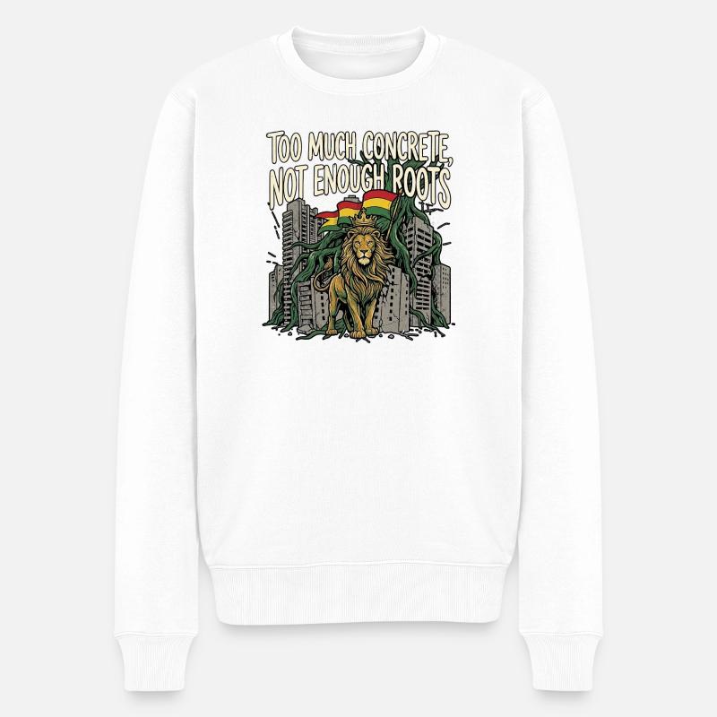 More Roots Lion - Männer Premium Bio Pullover - Weiß