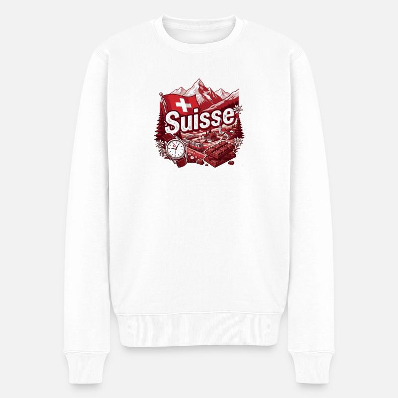 Schweiz, Schweiz Schweiz - Männer Premium Bio Pullover - Weiß