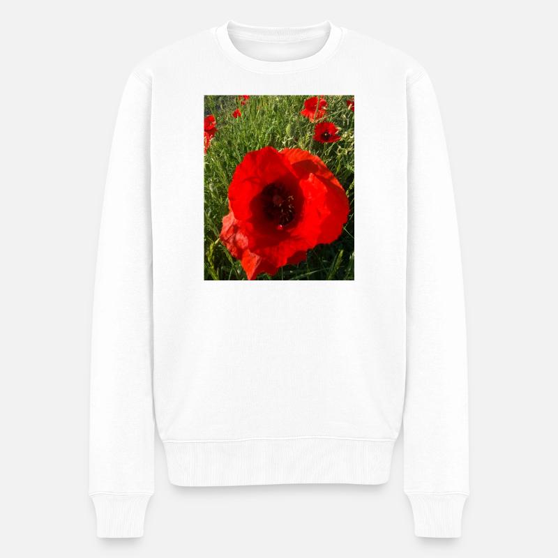 Mohnblumen in der Sonne 🌺 - Männer Premium Bio Pullover - Weiß