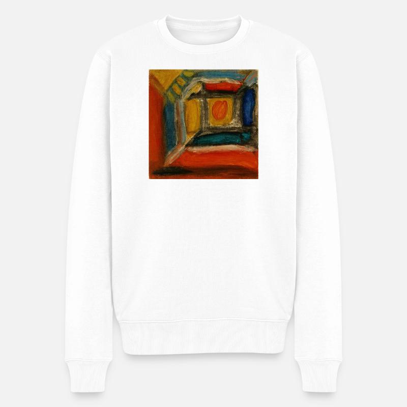 Farbiges Innenraum-Fragment - Männer Premium Bio Pullover - Weiß