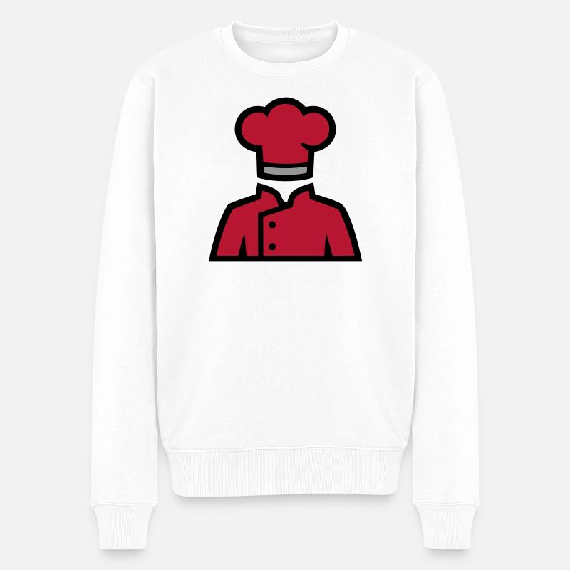 Kochjacke Kochmütze Küchenchef Restaurant Logo - Männer Premium Bio Pullover - Weiß