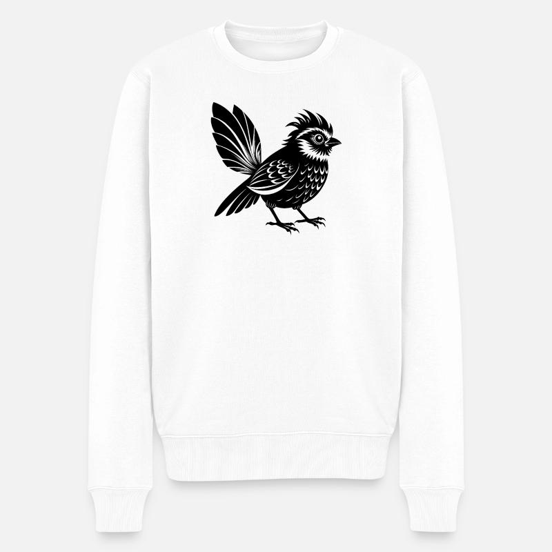 Fantail-Vogel - Männer Premium Bio Pullover - Weiß
