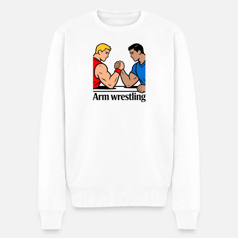 Armdrücken - Männer Premium Bio Pullover - Weiß