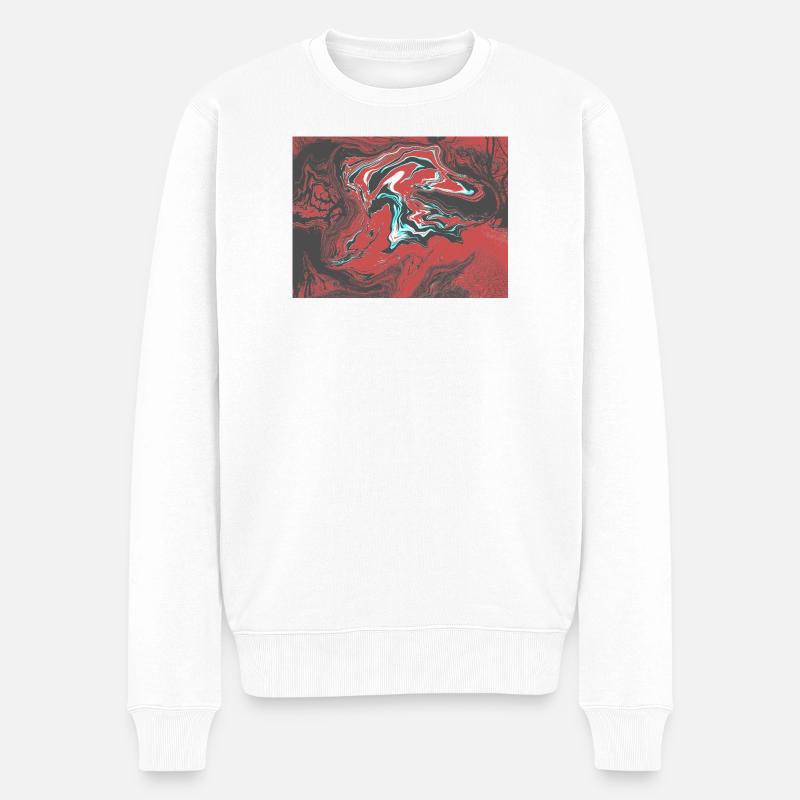 Karmesinroter Lavamarmor - Männer Premium Bio Pullover - Weiß