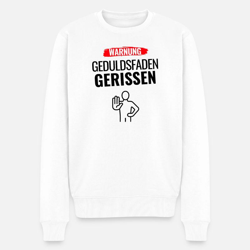 Warnung Sozialakku leer - Männer Premium Bio Pullover - Weiß