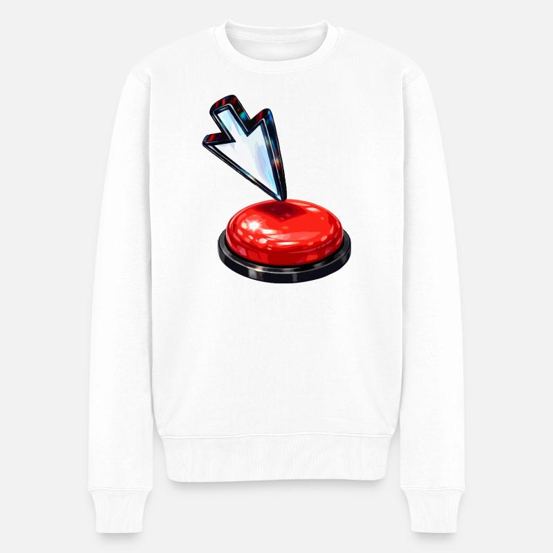 Pfeiltaste nach unten - Männer Premium Bio Pullover - Weiß