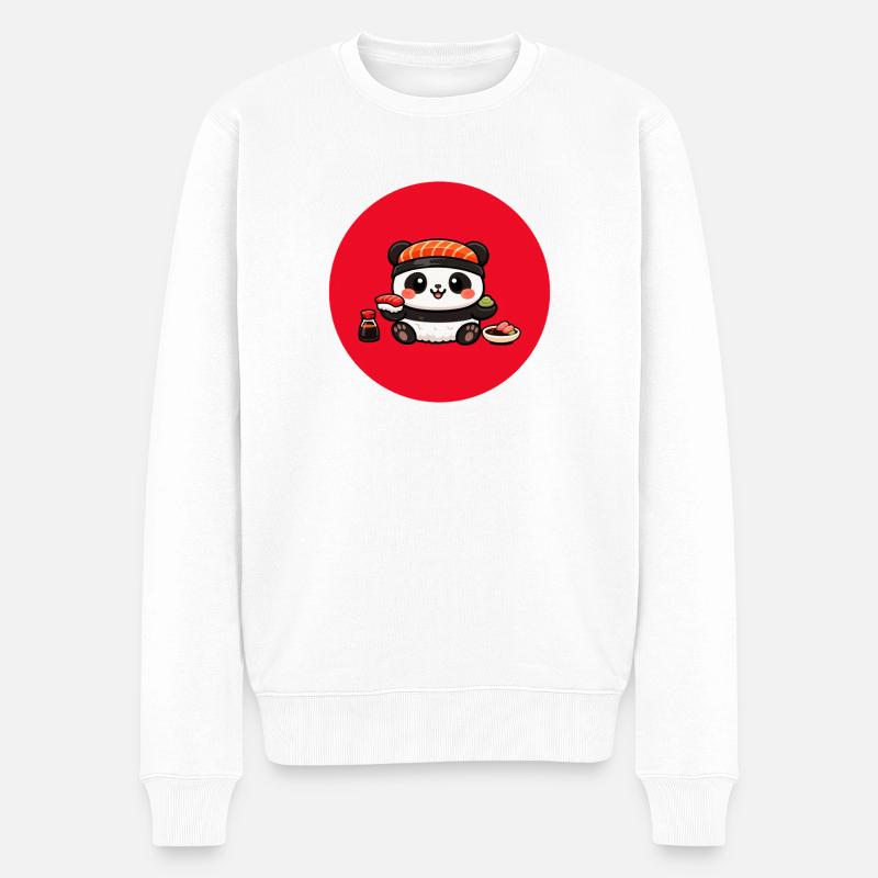 Kawaii Panda Sushi-Koch - Männer Premium Bio Pullover - Weiß