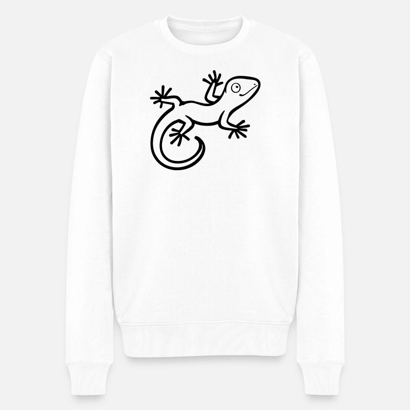 Eidechse - Männer Premium Bio Pullover - Weiß