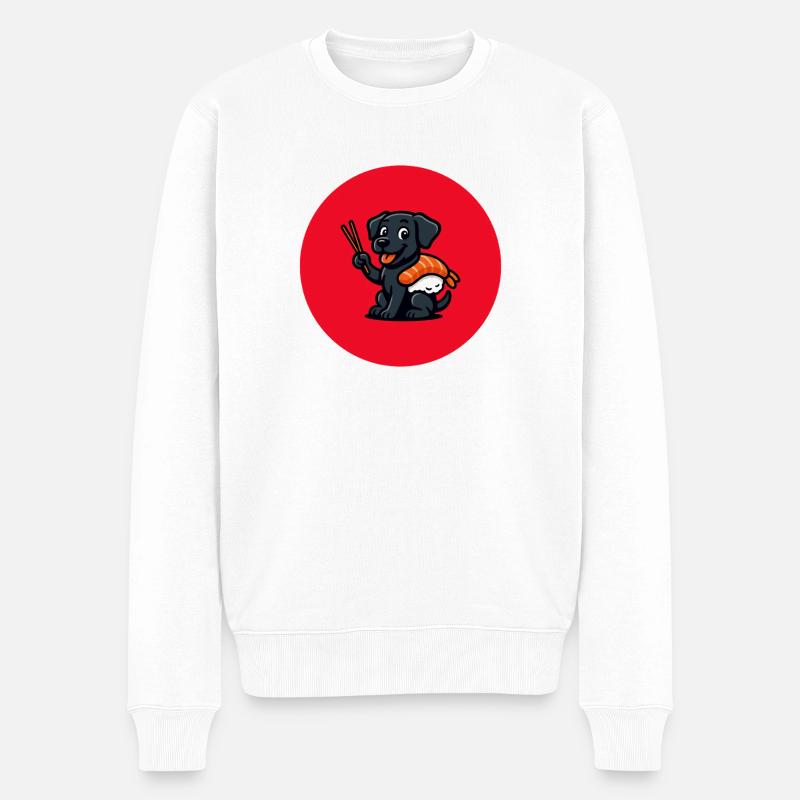 Kawaii Sushi Hund Cartoon - Männer Premium Bio Pullover - Weiß