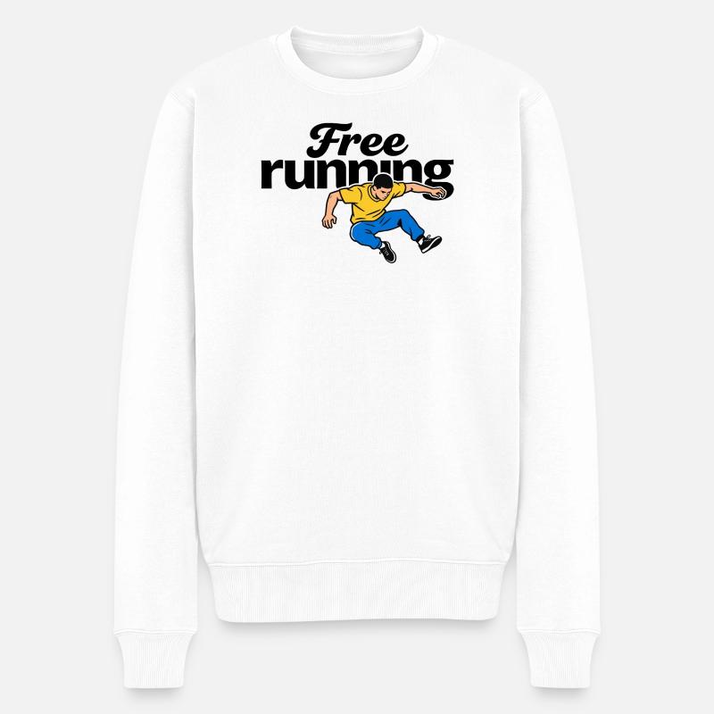 Free-Running-Parkour - Männer Premium Bio Pullover - Weiß
