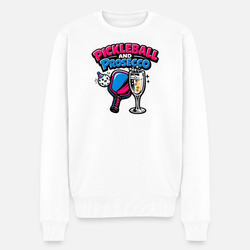 Pickleball Prosecco Logo - Männer Premium Bio Pullover - Weiß