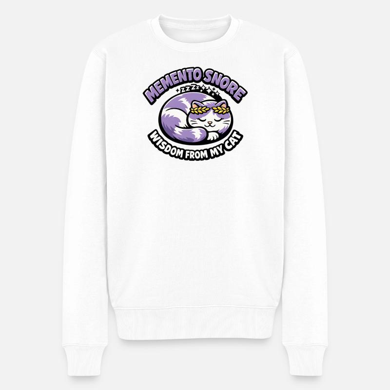 Chat Ronflement Souvenir Laurier Violet - Pull Premium bio Homme - blanc