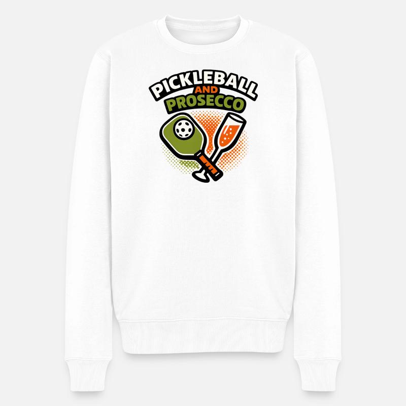 Pickleball und Prosecco Fusion - Männer Premium Bio Pullover - Weiß