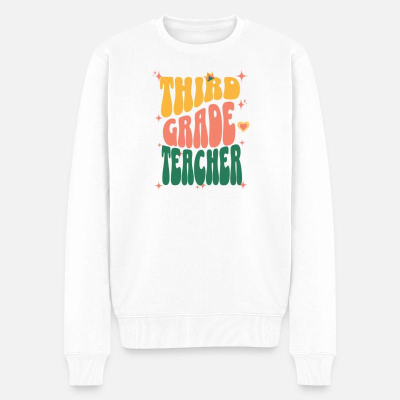 Lehrerin der dritten Klasse - Männer Premium Bio Pullover - Weiß