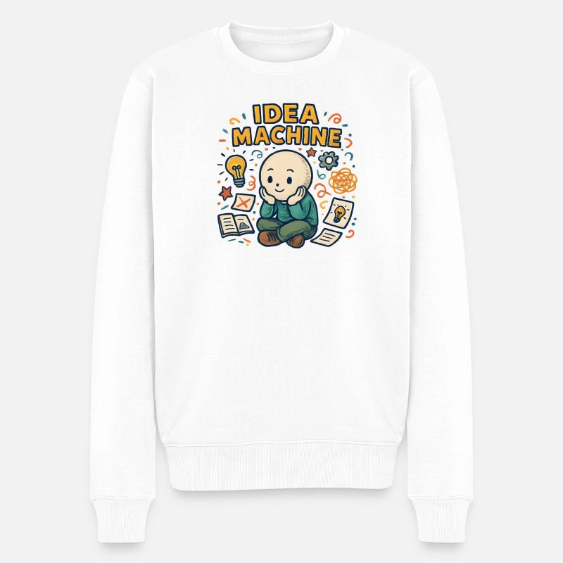 Dessin animé Machine à idées - Pull Premium bio Homme - blanc