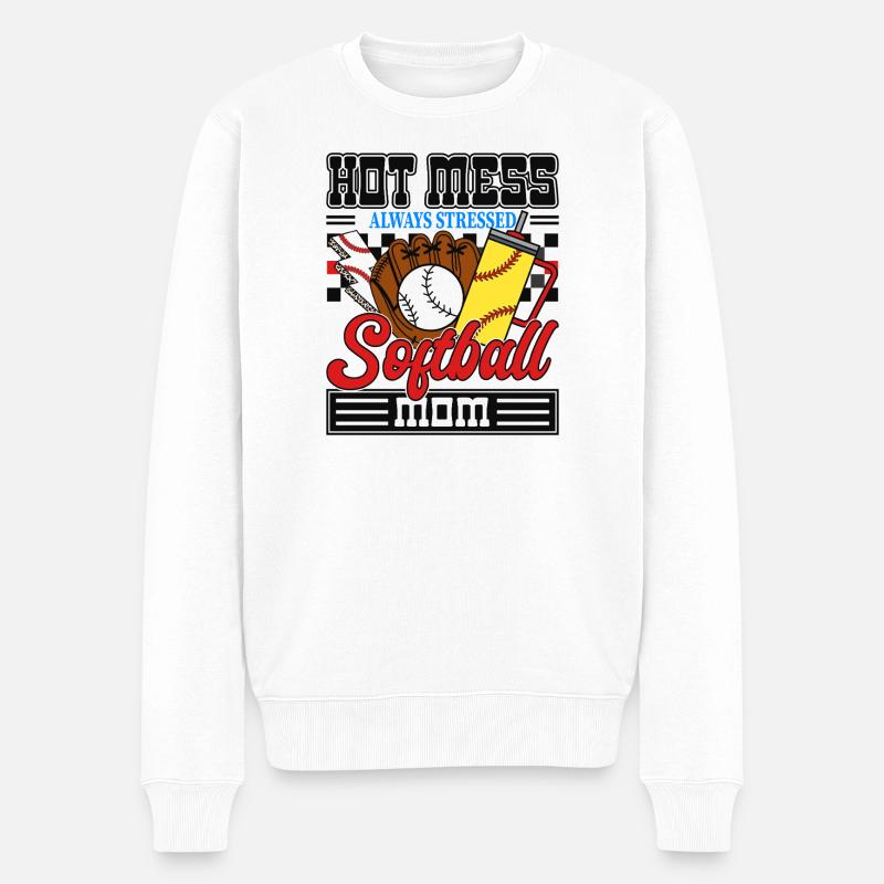 Maman stressée de softball - Pull Premium bio Homme - blanc