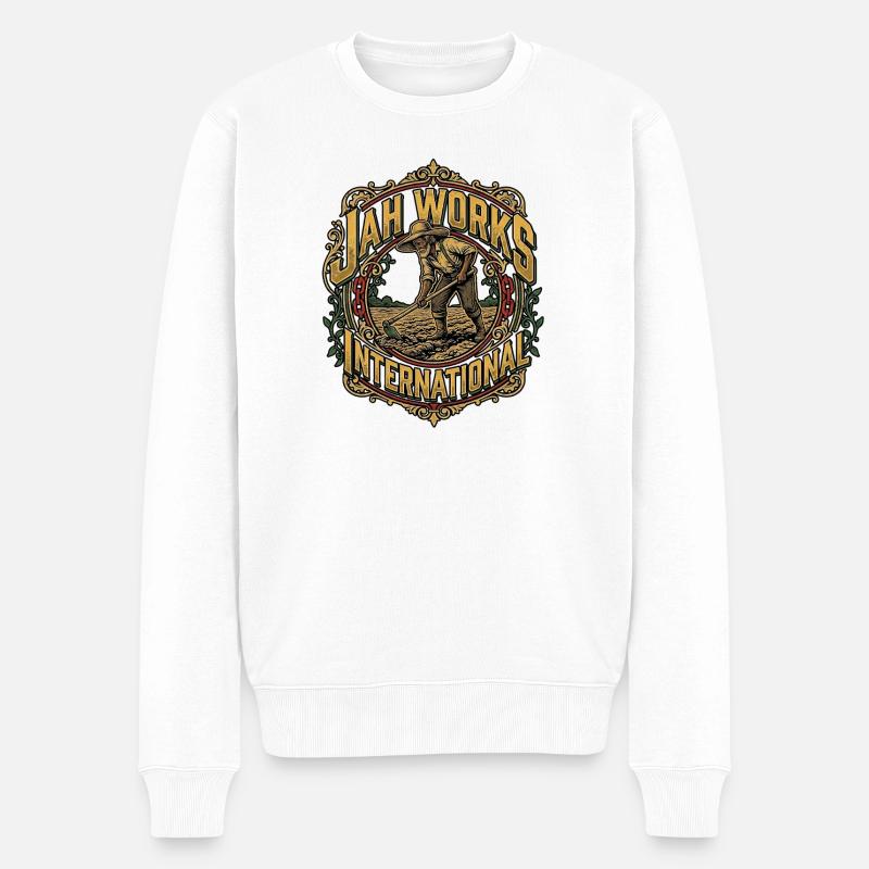 Jah Works - Männer Premium Bio Pullover - Weiß