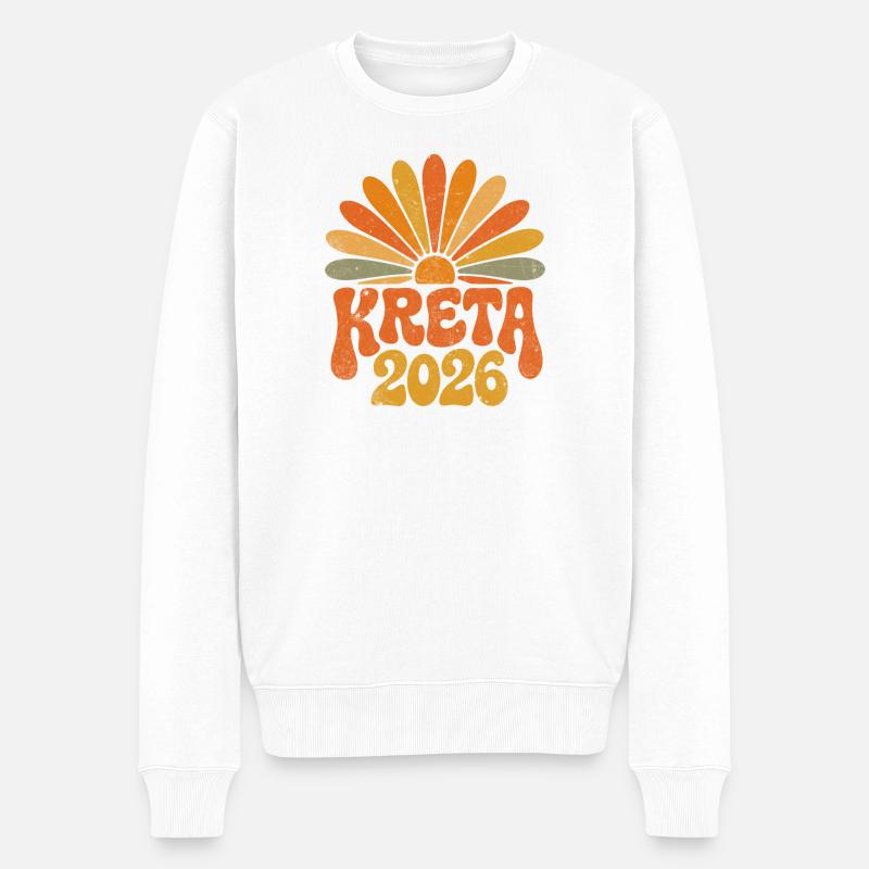 Kreta 2026 Sonnenstrahlen - Männer Premium Bio Pullover - Weiß