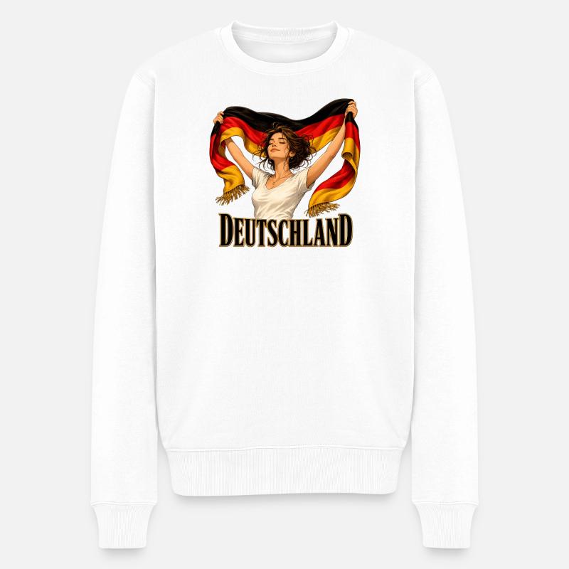 Deutschlandflagge Freiheitsheldin - Männer Premium Bio Pullover - Weiß