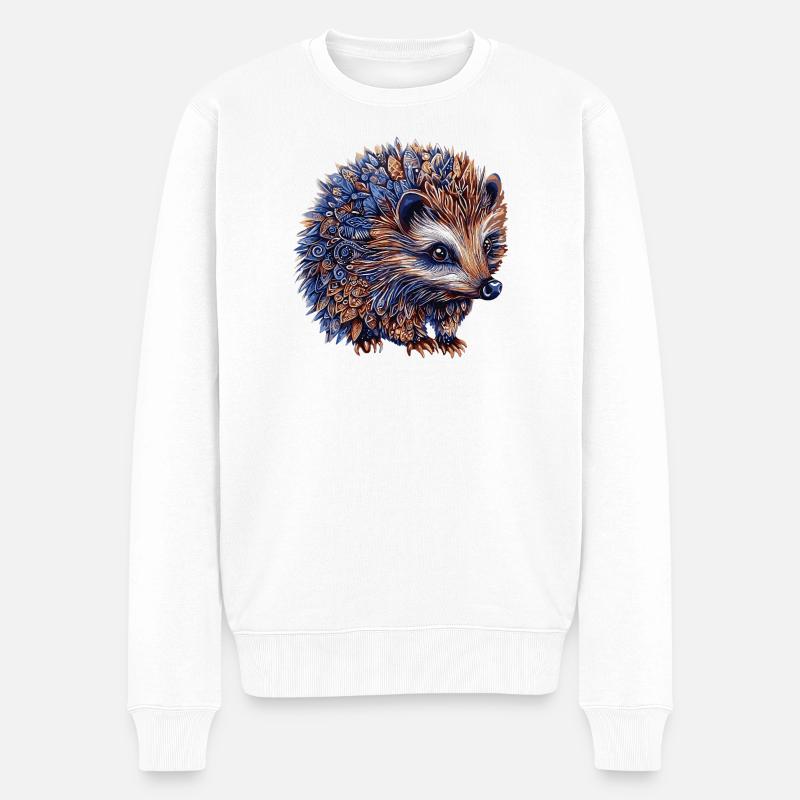 Igel Bunt - Männer Premium Bio Pullover - Weiß