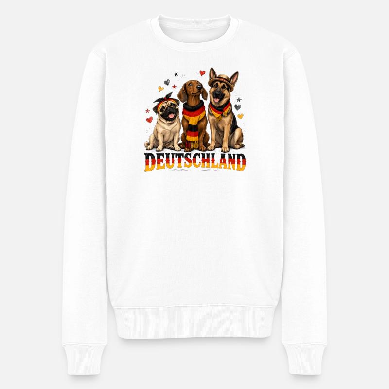 Drei Hunde Deutschland Flaggenlook - Männer Premium Bio Pullover - Weiß