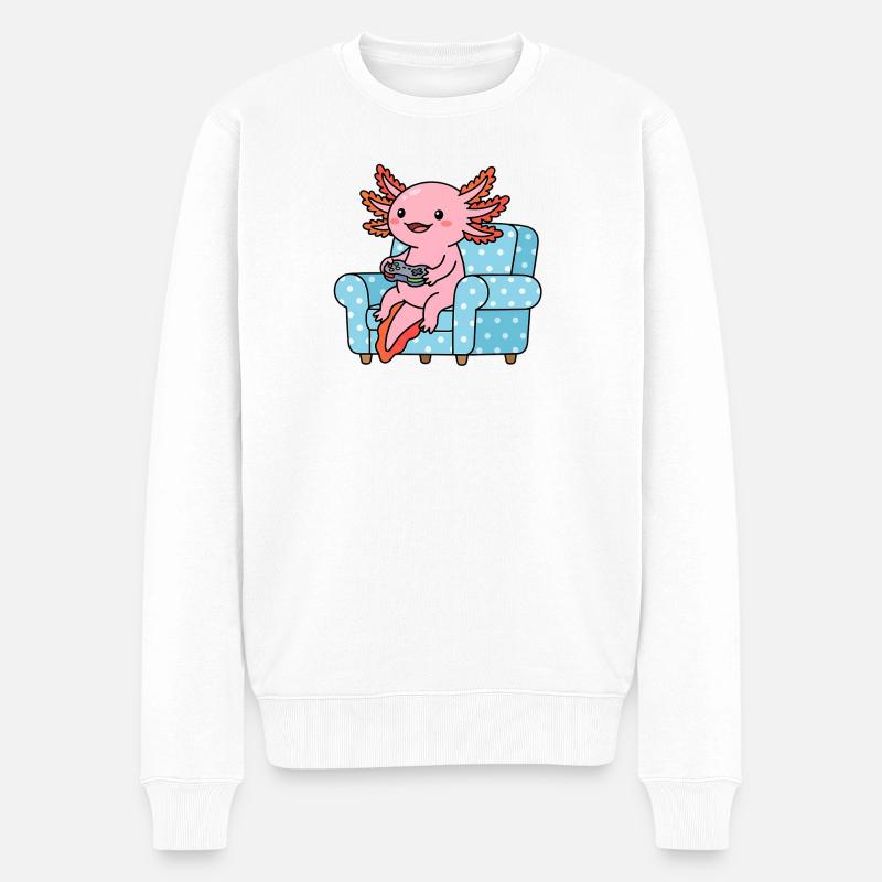 Couch Gaming Axolotl - Männer Premium Bio Pullover - Weiß