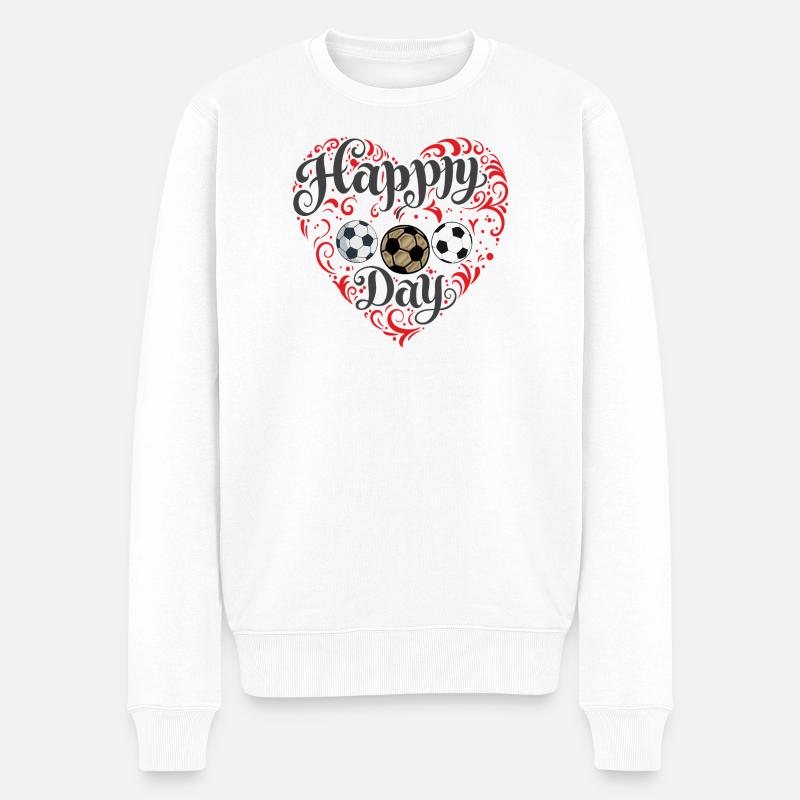 Fußballherz - Männer Premium Bio Pullover - Weiß