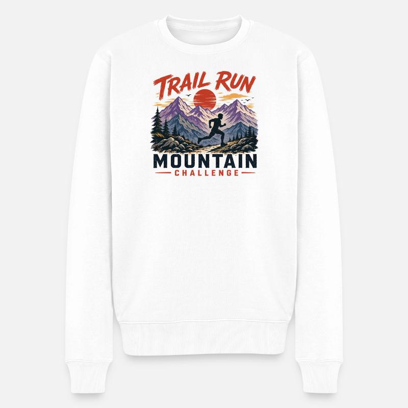 Trail Run – Berg-Herausforderung - Männer Premium Bio Pullover - Weiß