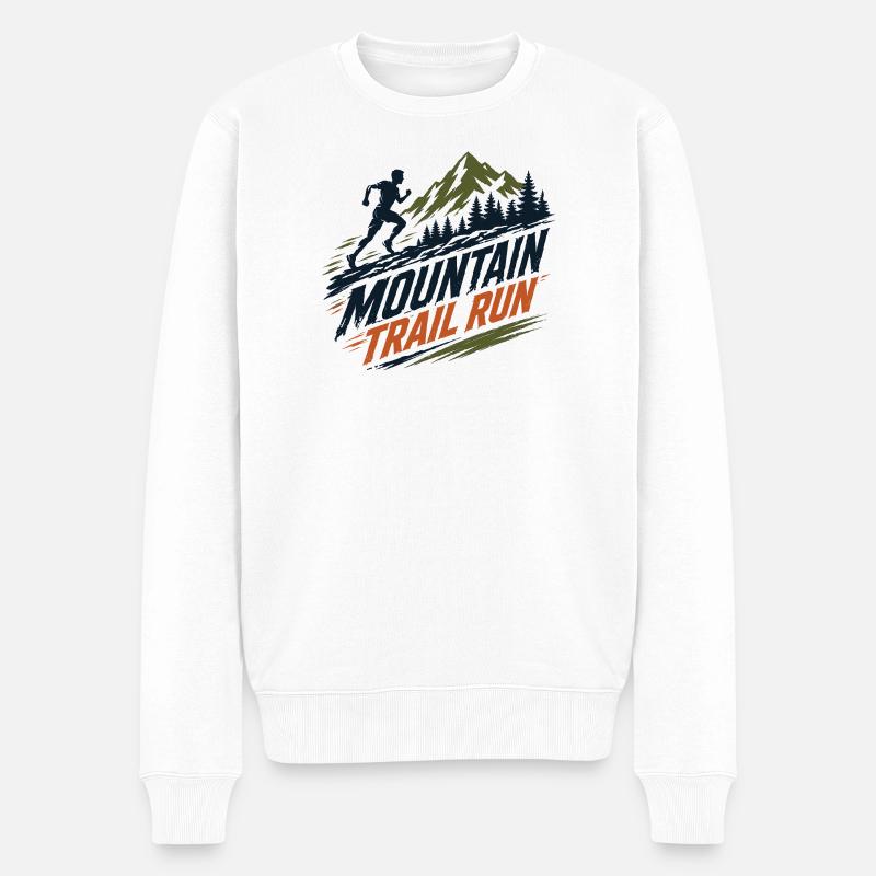 Mountain Trail Run - Männer Premium Bio Pullover - Weiß