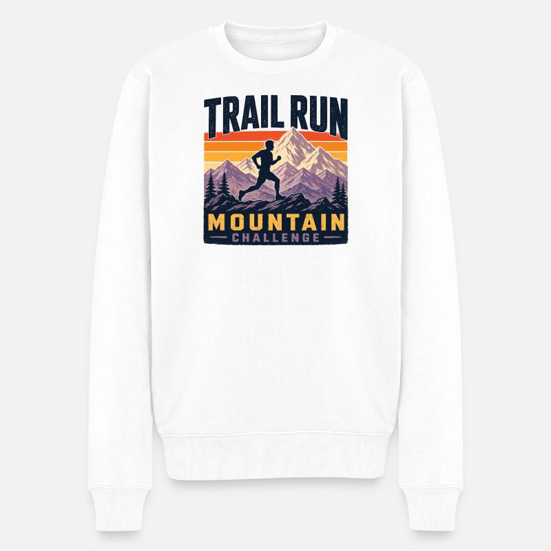 Trail Run – Berg-Herausforderung - Männer Premium Bio Pullover - Weiß