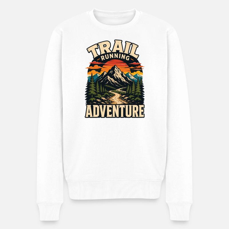 Trailrunning-Abenteuer - Männer Premium Bio Pullover - Weiß