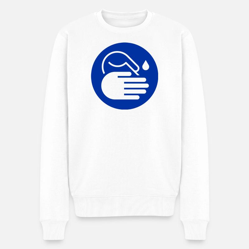 Hände waschen Icon - Männer Premium Bio Pullover - Weiß