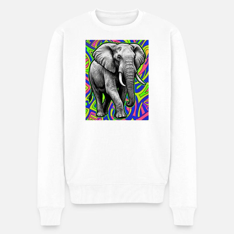 Elefant - Männer Premium Bio Pullover - Weiß