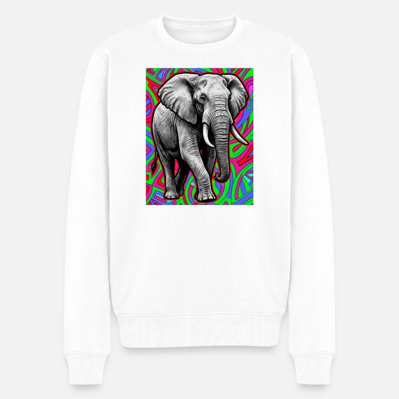 Elefant - Männer Premium Bio Pullover - Weiß