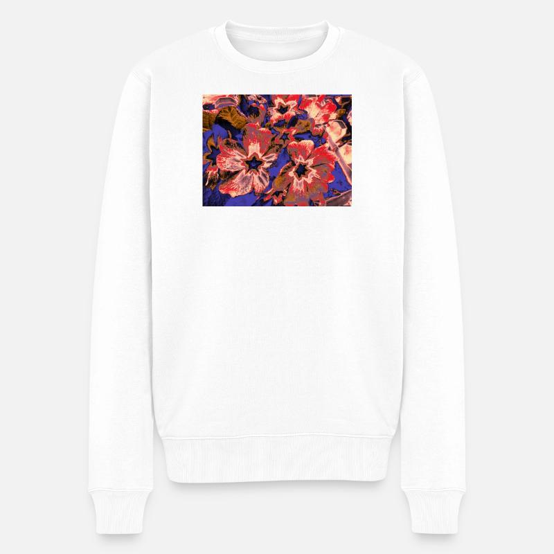 Neonblüten Farbenzauber - Männer Premium Bio Pullover - Weiß