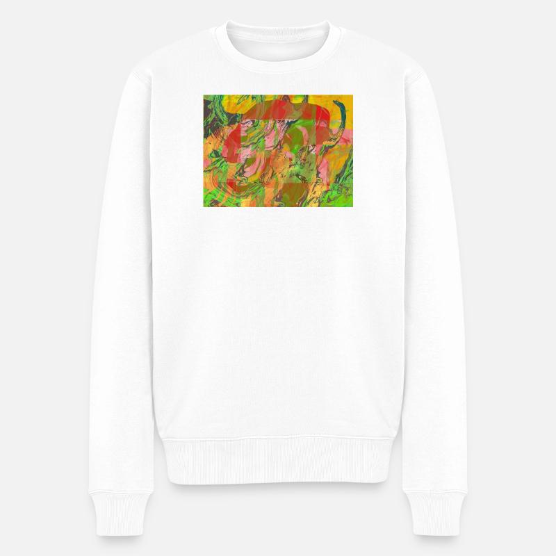 Farbwirbel Neon Abstract - Männer Premium Bio Pullover - Weiß