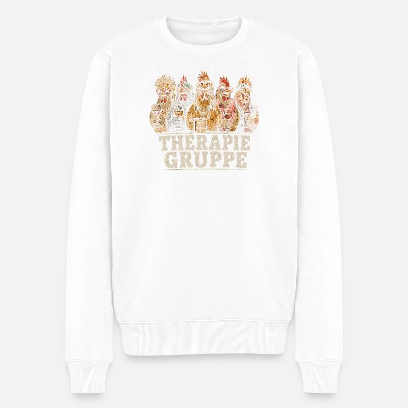 Therapiegruppe Hühner Lounge - Männer Premium Bio Pullover - Weiß
